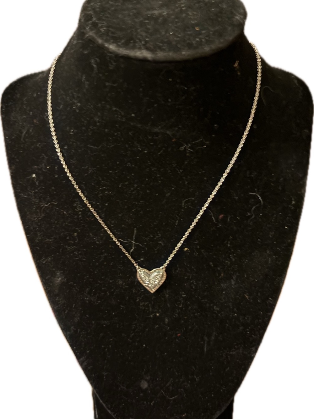 Kendra Scott Heart Pendant Necklace in Silver with Crystal Accents